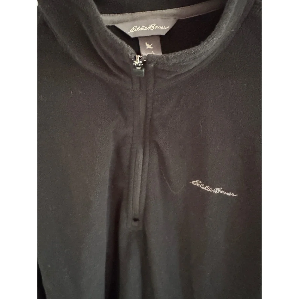 Eddie Bauer Mens‎ Black Fleece 1/4 Zip Pullover Sweatshirt Casual Outdoor Size L